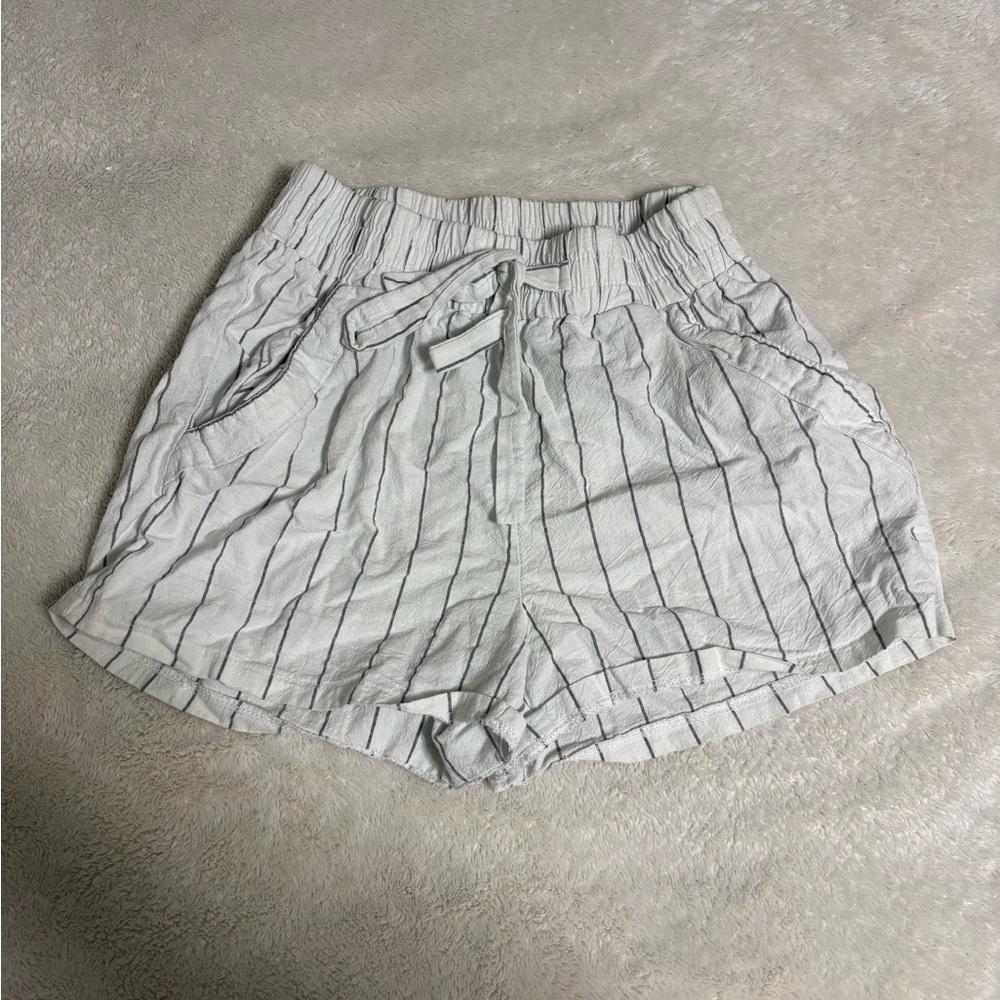 Women's Striped White Shorts